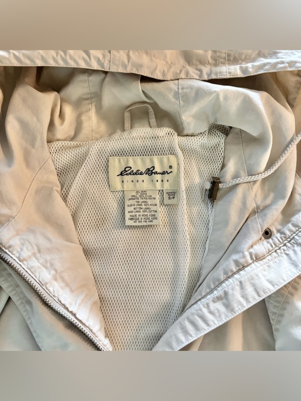 Eddie Bauer WeatherEdge Rain Jacket Womens S Hooded Utility Coat Beige Full Zip - Picture 9 of 11